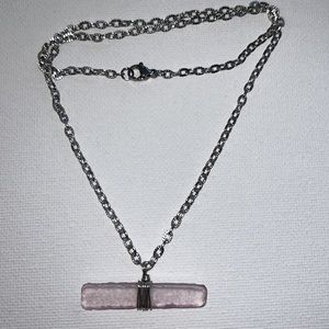 Artisan Handmade Pink Sea Glass Necklace Hypoallergenic Stainless Steel Chain